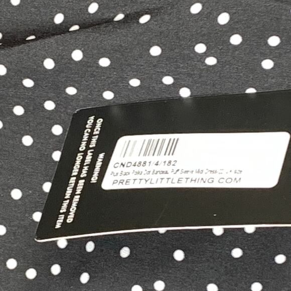 Pretty Little Thing Black Polka Dot Puff Sleeve Midi Dress 18 NWT - Picture 6 of 10